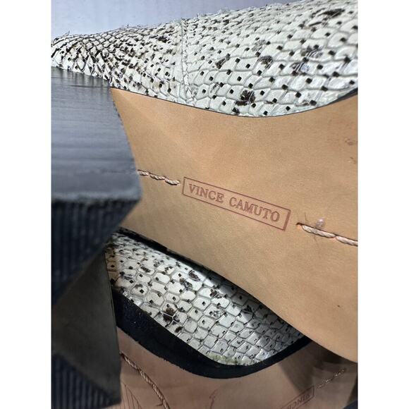 Vince Camuto Sz 9.5 Heel Bootie Snakeskin Western White Black Cowboy Carter - Picture 10 of 12